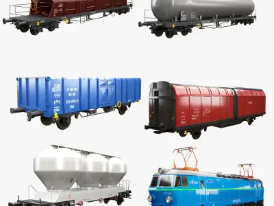Railcars and Locomotive Collection V2 3D model