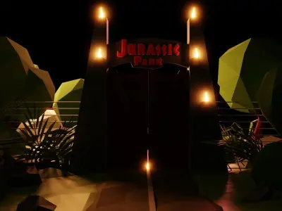 Jurassic park Gate low poly 3D model