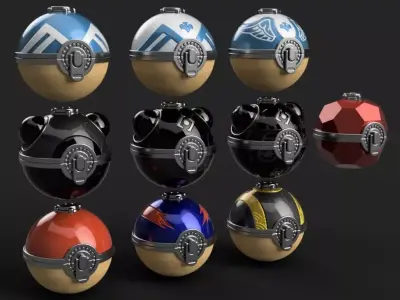 Pokemon - Assorted Hisuian Poke Ball Set - 10 Models 3D print model