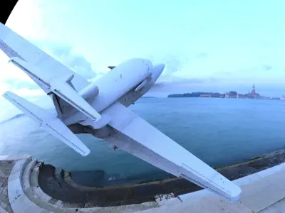 Airplane jet plane on beach 3D model