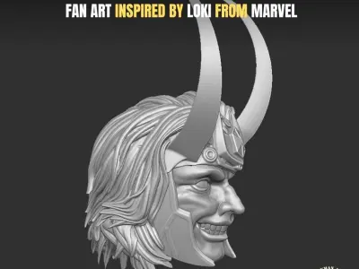 Loki fan art head sculpt for action figures 3D print model