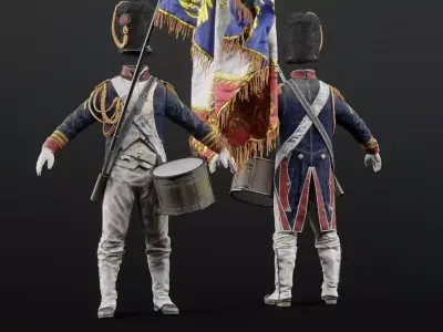 Soldier Napoleon Flag bearer 3D model