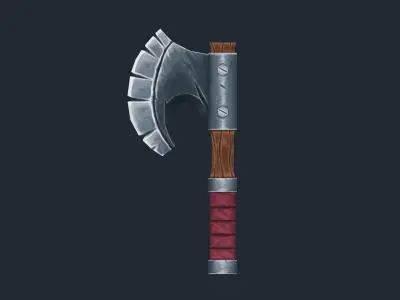 Handpainted Fantasy Medival Simple Steel Axe Free low-poly 3D model