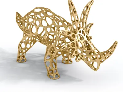 Styracosaurus Voronoi Wireframe Low-poly 3D model