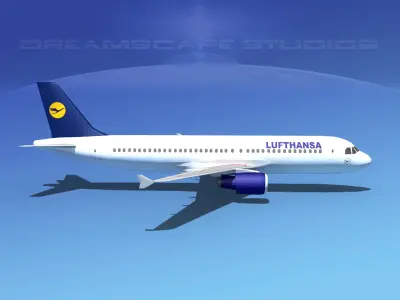 Airbus A320 LP Lufthansa Low-poly 3D model
