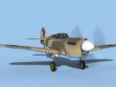 Curtiss P-40F Tomahawk V02 RAF 3D model
