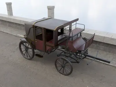 Horse Carriage Low-poly 3D model