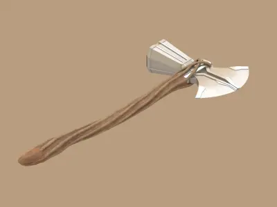Stormbreaker axe with wooden handle 3D model