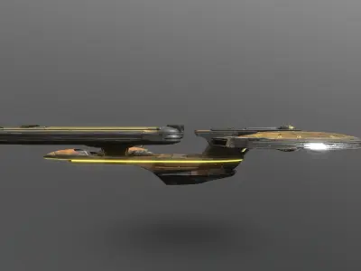 27-2Saucer-Section-Asymetrical star trek ship 3D model