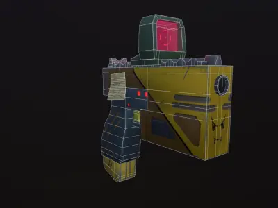 Stylized Gun Low-poly 3D model 3
