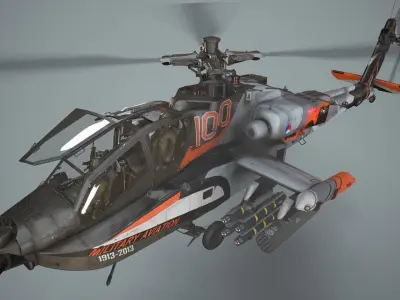 Apache AH-64D Royal Netherlands Airforce Complex  Animation Low-poly 3D model