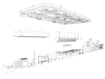 Commercial Kitchen Equipments 3D model purchase
