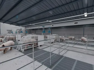 Pig farm Low-poly 3D model