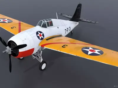 F4F-3 WILDCAT VF7 - 7F3 Low-poly 3D model