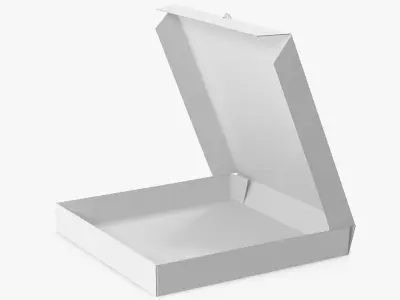Pizza Box White Paper 12 inch Open Mockup 3D model