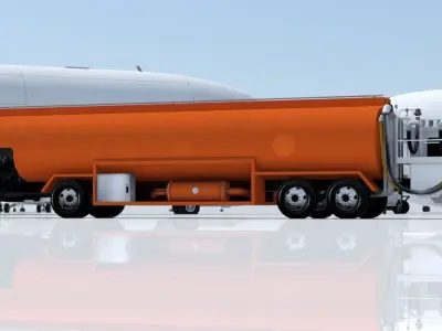 Large 10000 Gallon Airport Fuel Truck static low poly Low-poly 3D model