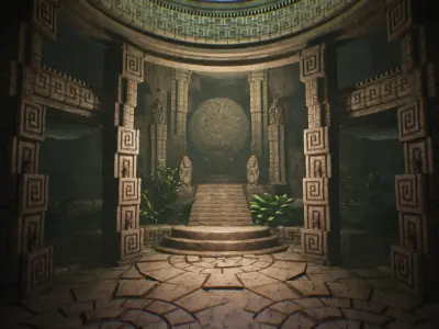 Aztec Temple Interior 24 Assets Low-poly 3D model