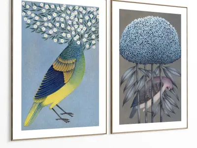 Plaster Two Photo Frame 401 Low-poly 3D model