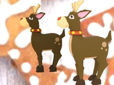 Reindeers pack Low-poly 3D model