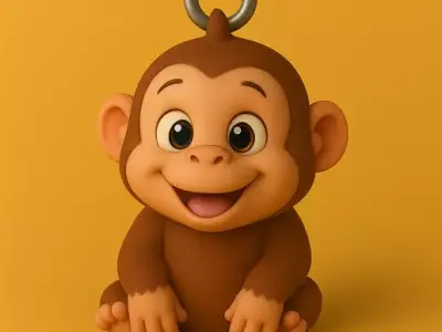 Cute Baby Monkey Keychain 3D print model
