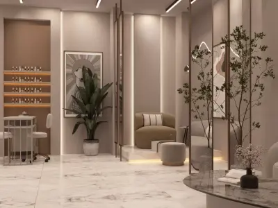 Beauty and Barber Salon Interior Scene 3d Model 3D model