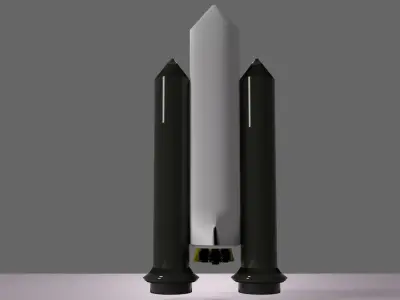 Rocket with jet Low-poly 3D model