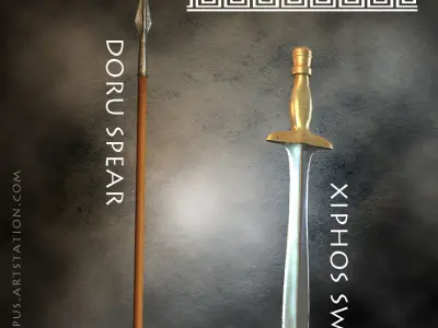 Hoplite 3d model greek work in progress Low-poly 3D model