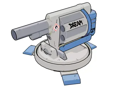 3D stylised sci-fi turrets asset-pack Low-poly 3D model