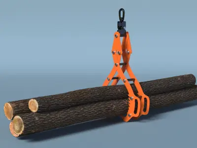 Log Handling Tongs with Multiple Trunks 3D model