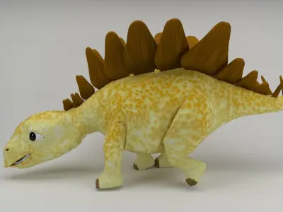 Rigged and Animated Cartoon Dinosaur 3D model