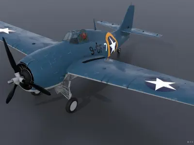 F4F-4 9-GF-7 - Not rigged Low-poly 3D model