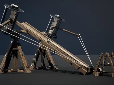 Medieval Siege Weapon - Big Ballista Low-poly 3D model