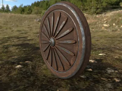 Shield in woods Low-poly 3D model