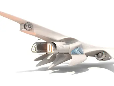 Aerodynamic spaceship 3D model