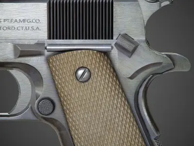 Colt M1911 A1 Chrome - PBR Game-Ready Low-poly 3D model