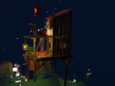 sea shack night 3D model
