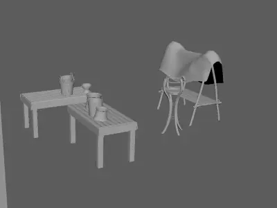 Medieval Town Low-poly 3D model