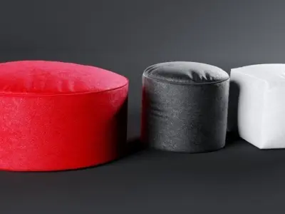 Ottomans three poufs Free 3D model