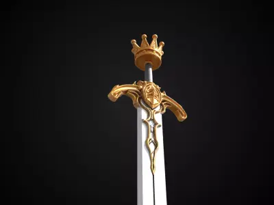 Stylized Rohan Sword - Crown Guard - Game Ready 3D model