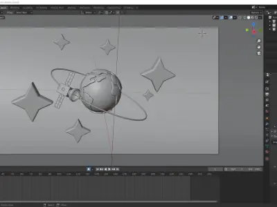 Earth and satellite Low-poly 3D model