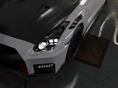 Nissan GTR parking scene Free 3D model