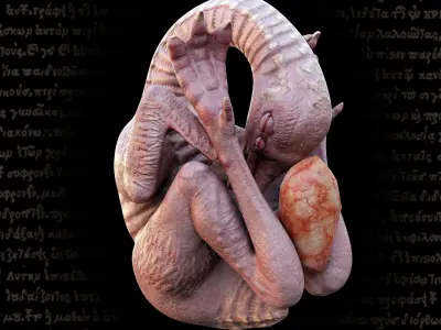 Bird Monster Embryo Low-poly 3D model