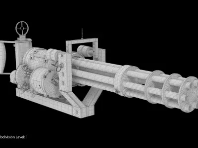 M134 Minigun With Mounting Bracket Clean Low-poly 3D model