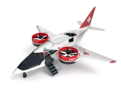 Medical Ambulance XTI Electric Aircraft eVTOL with Interior 3D model