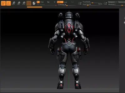 012 Futuristic Armored Sci-Fi Soldier 180cm Fantasy Character GR Low-poly 3D model