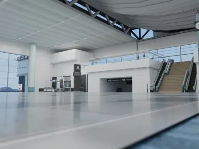 Airport from inside Low-poly 3D model