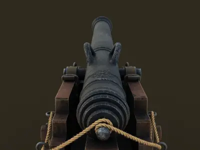 Ship Cannon model Low-poly 3D model