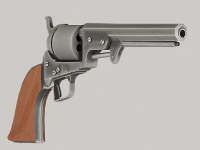 Western shotgun revolver Low-poly 3D model