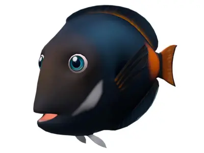 Achilles Tang Animated Fish  Low-poly 3D model