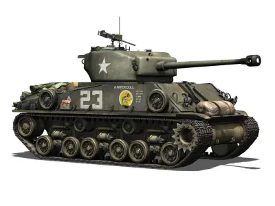 M4A3E8 Sherman - Easy Eight - A Paper Doll 3D model